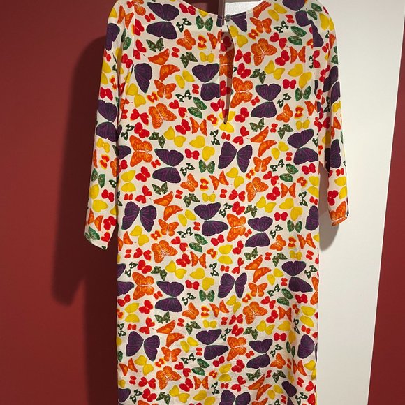 Nieves Lavi Scoop Neck Multicolor Butterfly Print Dress Size 4 (Excellent Cond.) - Picture 3 of 4